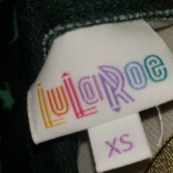 NWT Bird print Lularoe midi length skirt "Cassie", hunter forest green, sz XS - Picture 10 of 11